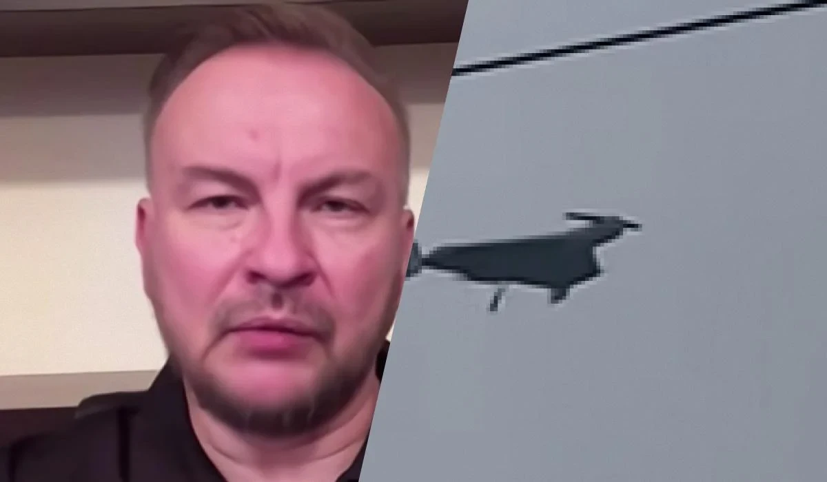 Карта України з червоною зоною потенційної атаки реактивних «Шахедів» з онлайн-керуванням